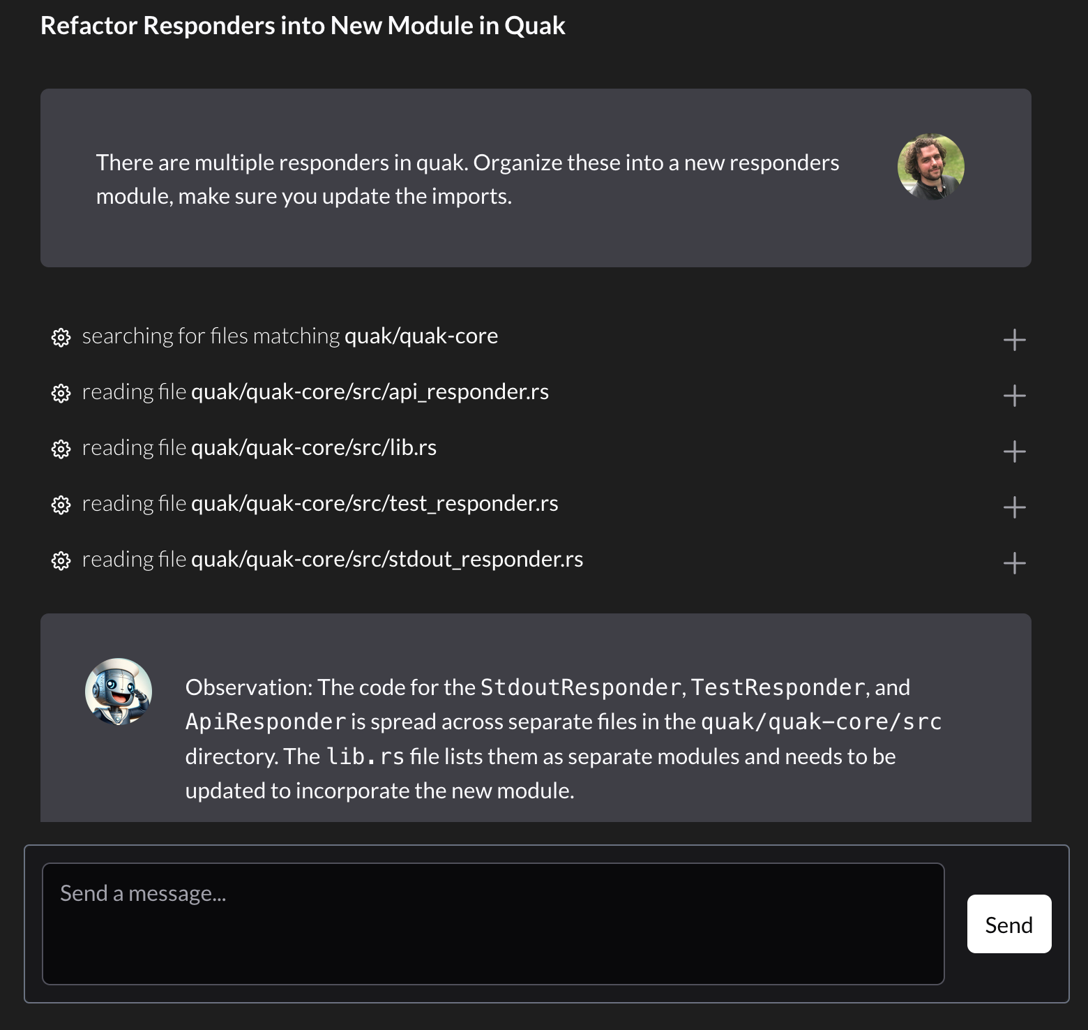 Bosun agent collaborating on code review